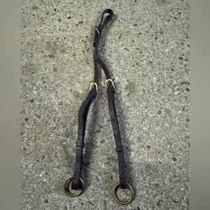 Brown Leather Running martingale attachment only with brass equestrian